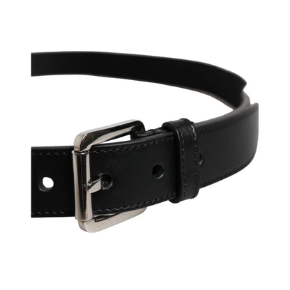 Dolce & Gabbana Black White Printed Metal Logo Buckle Belt Dolce & Gabbana