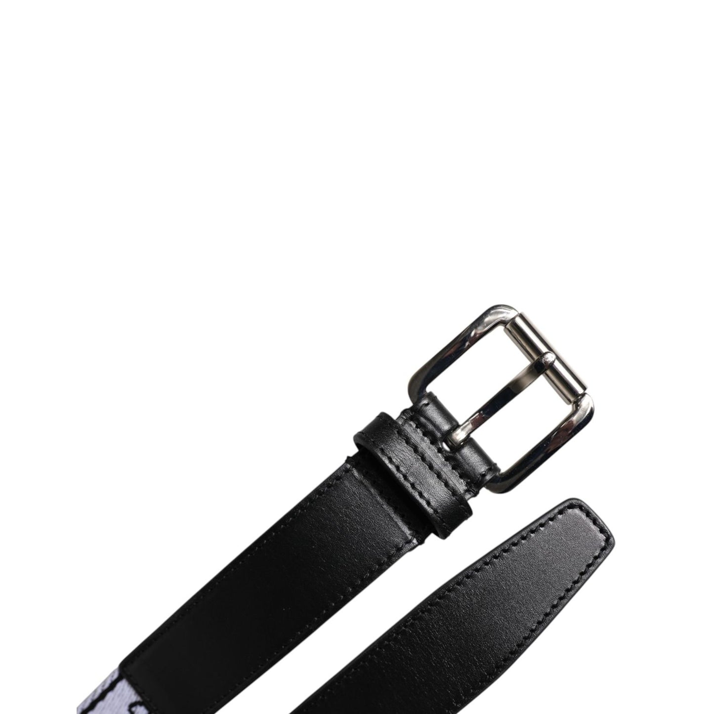 Dolce & Gabbana Black White Printed Metal Logo Buckle Belt Dolce & Gabbana