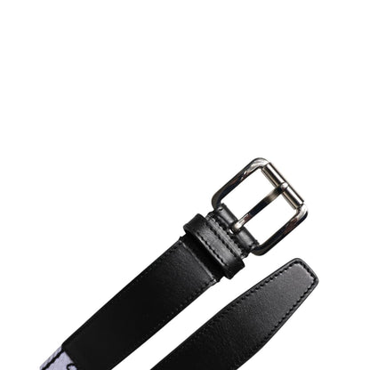 Dolce & Gabbana Black White Printed Metal Logo Buckle Belt Dolce & Gabbana