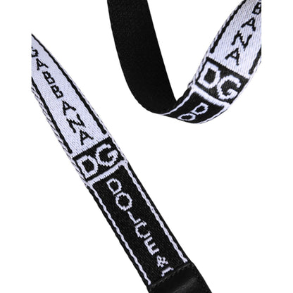 Dolce & Gabbana Black White Printed Metal Logo Buckle Belt Dolce & Gabbana