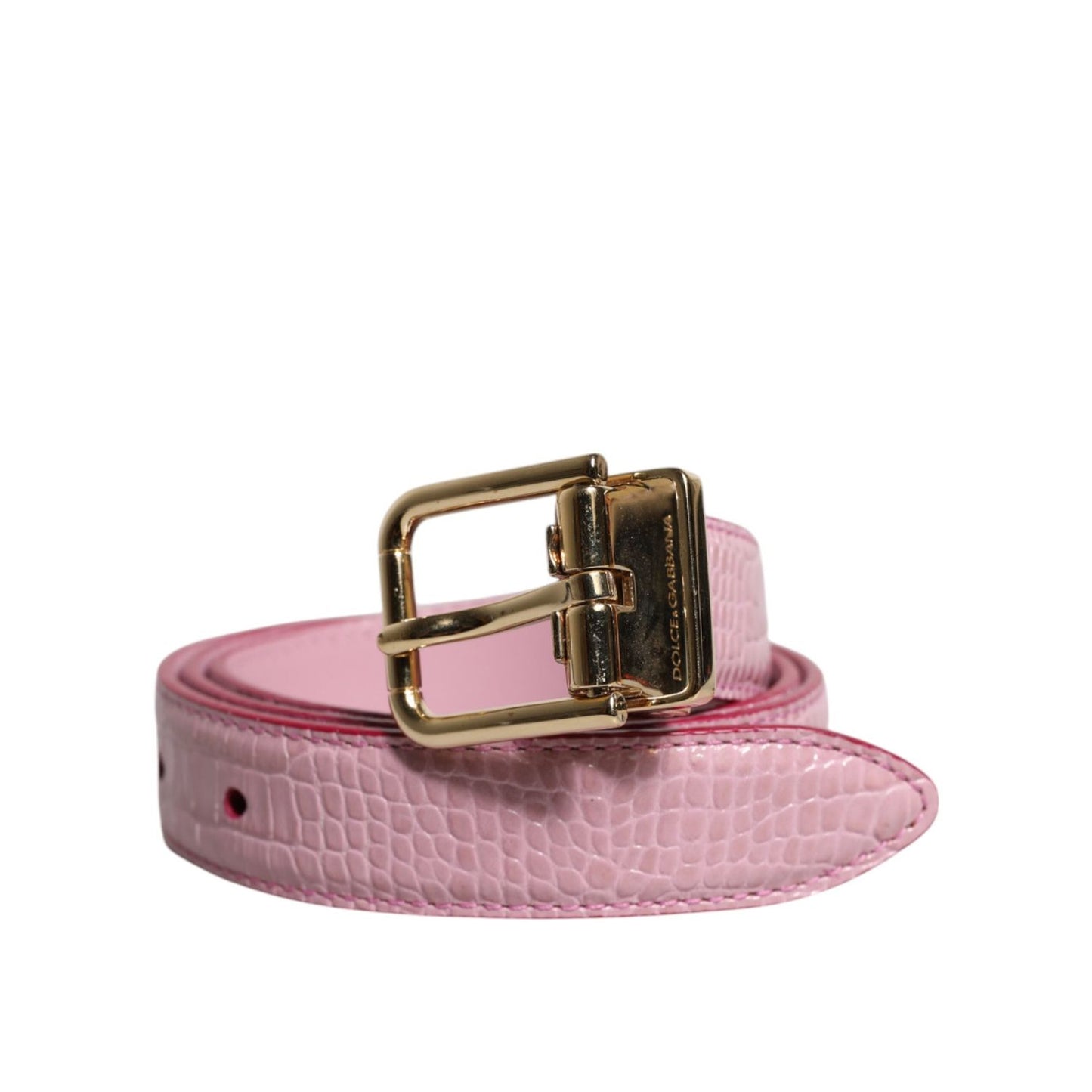 Dolce & Gabbana Pink Leather Gold Logo Metal Waist Buckle Belt WMB481-75