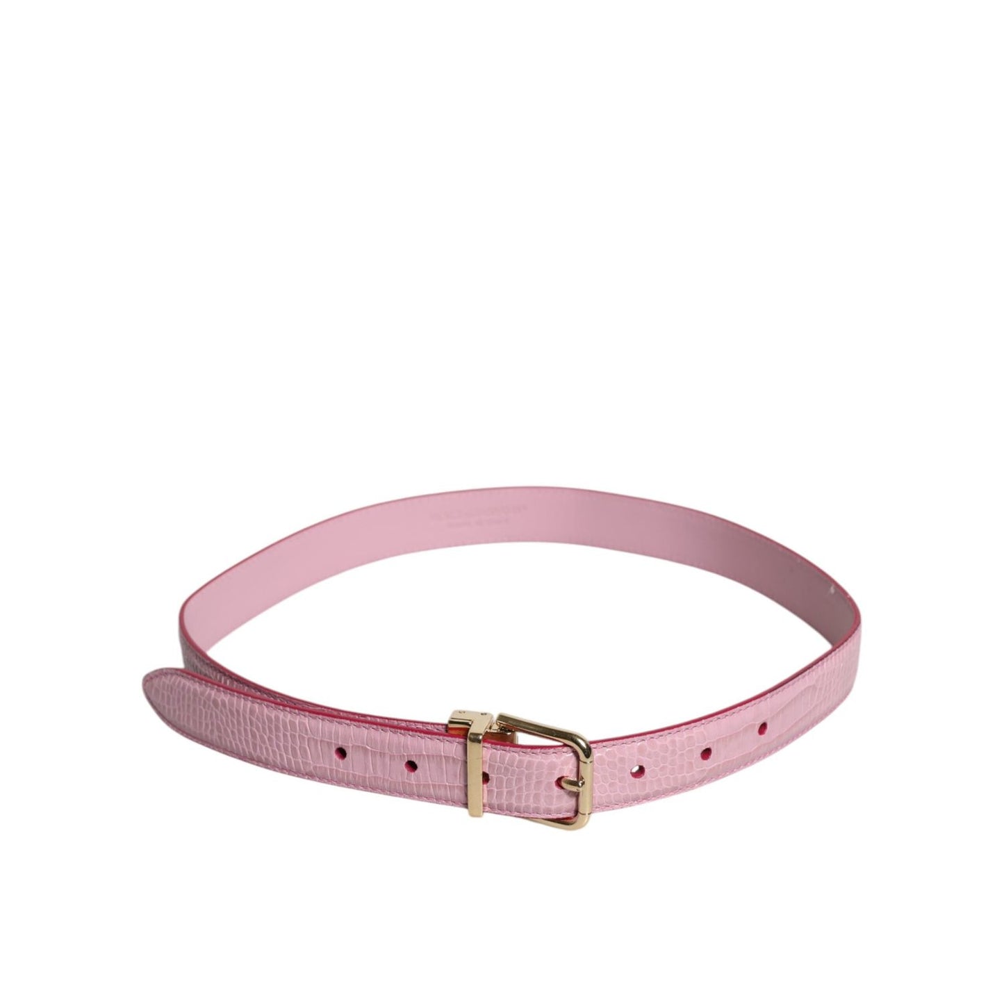 Dolce & Gabbana Pink Leather Gold Logo Metal Waist Buckle Belt WMB481-75