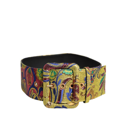 Dolce & Gabbana Multicolor Floral Jacquard Wide Waist Belt