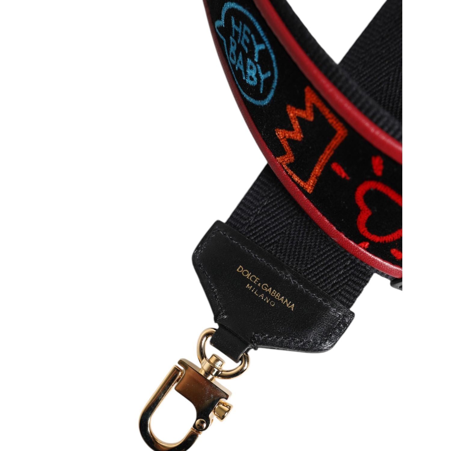 Dolce & Gabbana Black Cotton Printed Bag Shoulder Strap