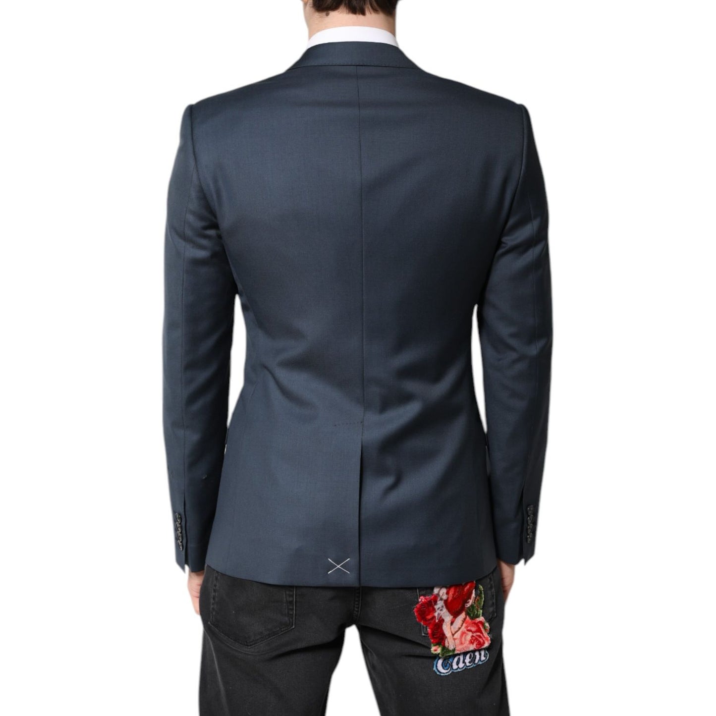 Dolce & Gabbana Blue Single Breasted Men Coat MARTINI Blazer