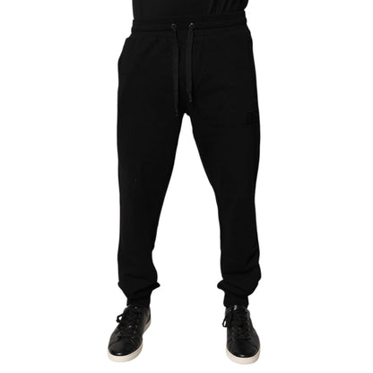 Dolce & Gabbana Black Cotton Mid Waist Jogger Sweatpants Pants Dolce & Gabbana