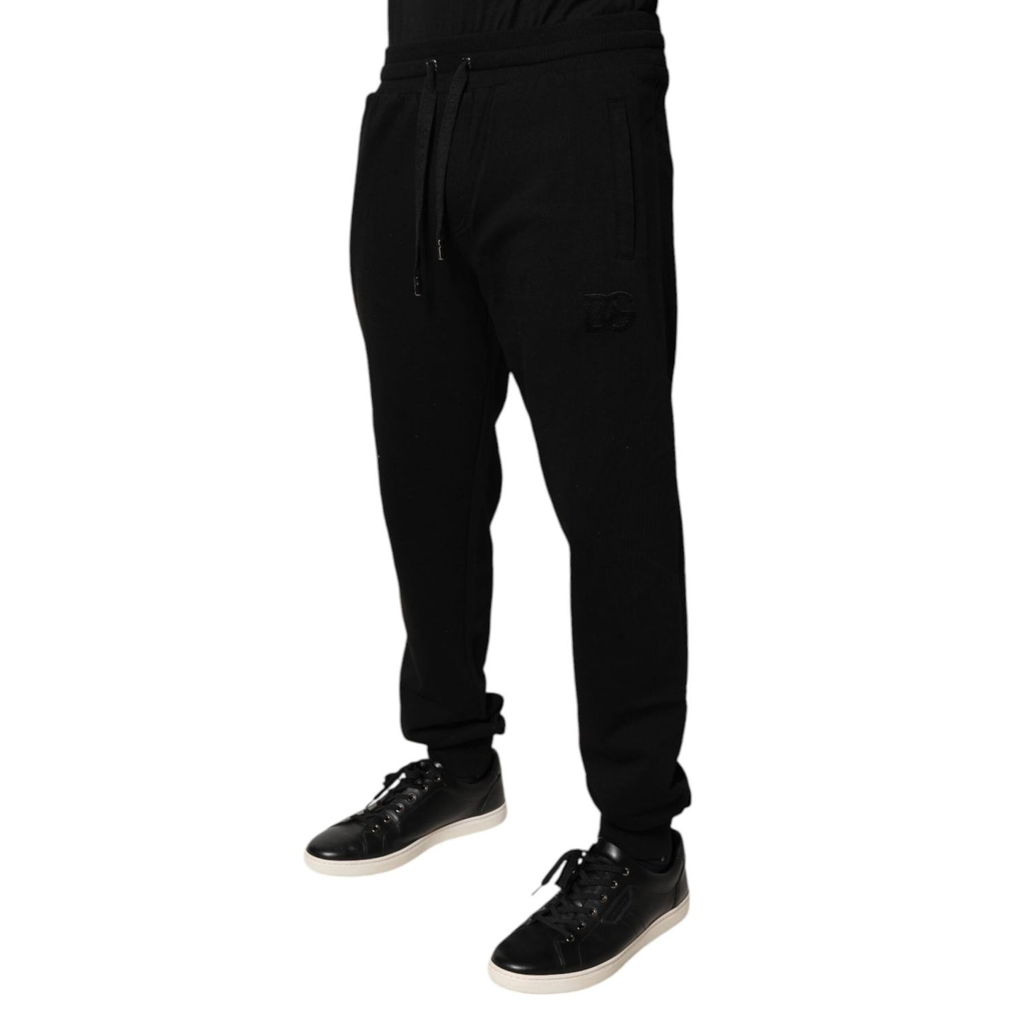 Dolce & Gabbana Black Cotton Mid Waist Jogger Sweatpants Pants Dolce & Gabbana
