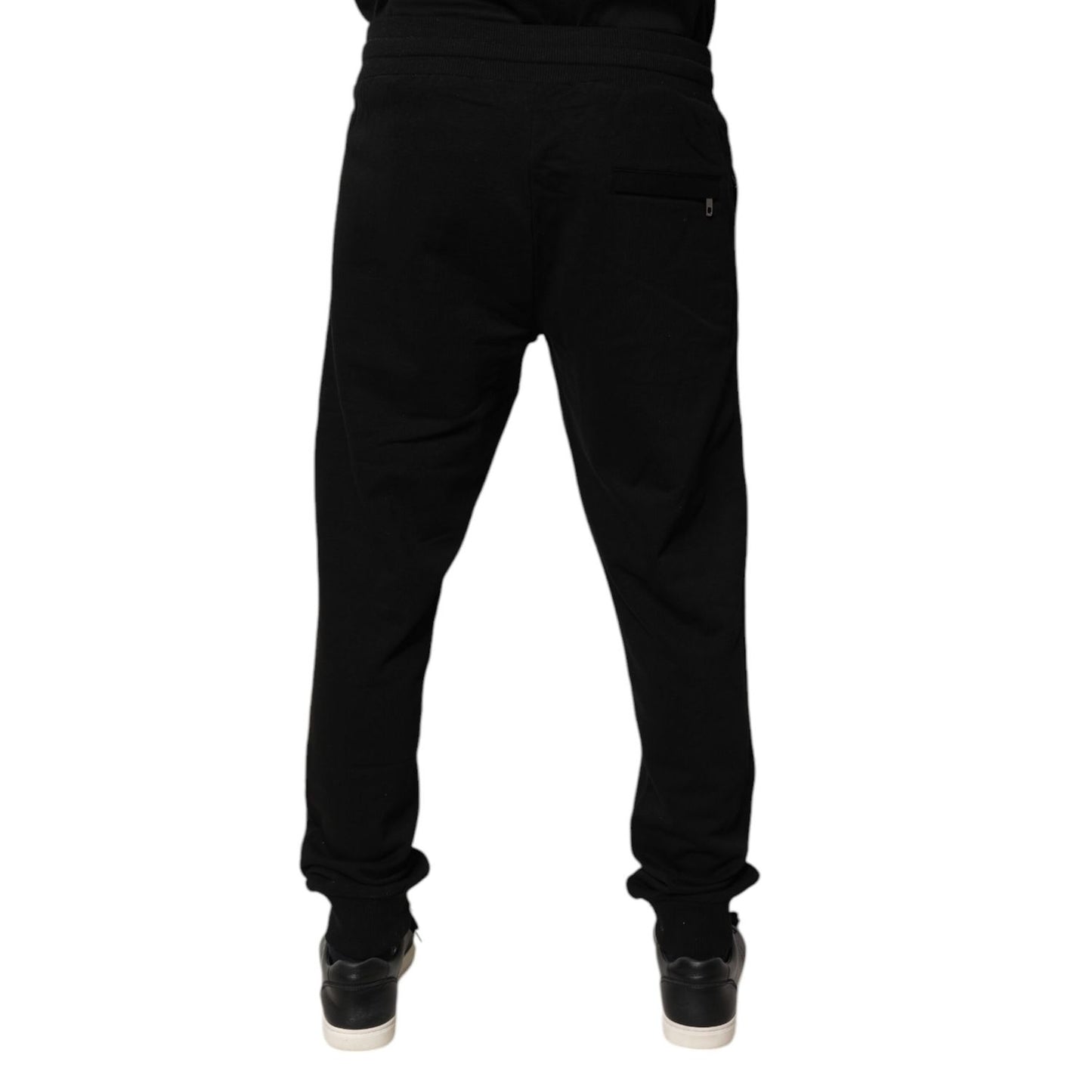 Dolce & Gabbana Black Cotton Mid Waist Jogger Sweatpants Pants Dolce & Gabbana