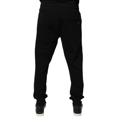 Dolce & Gabbana Black Cotton Mid Waist Jogger Sweatpants Pants Dolce & Gabbana