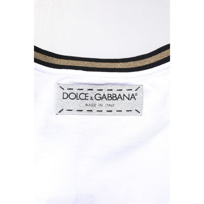 Dolce & Gabbana White Graphic Print Cotton Crew Neck T-shirt