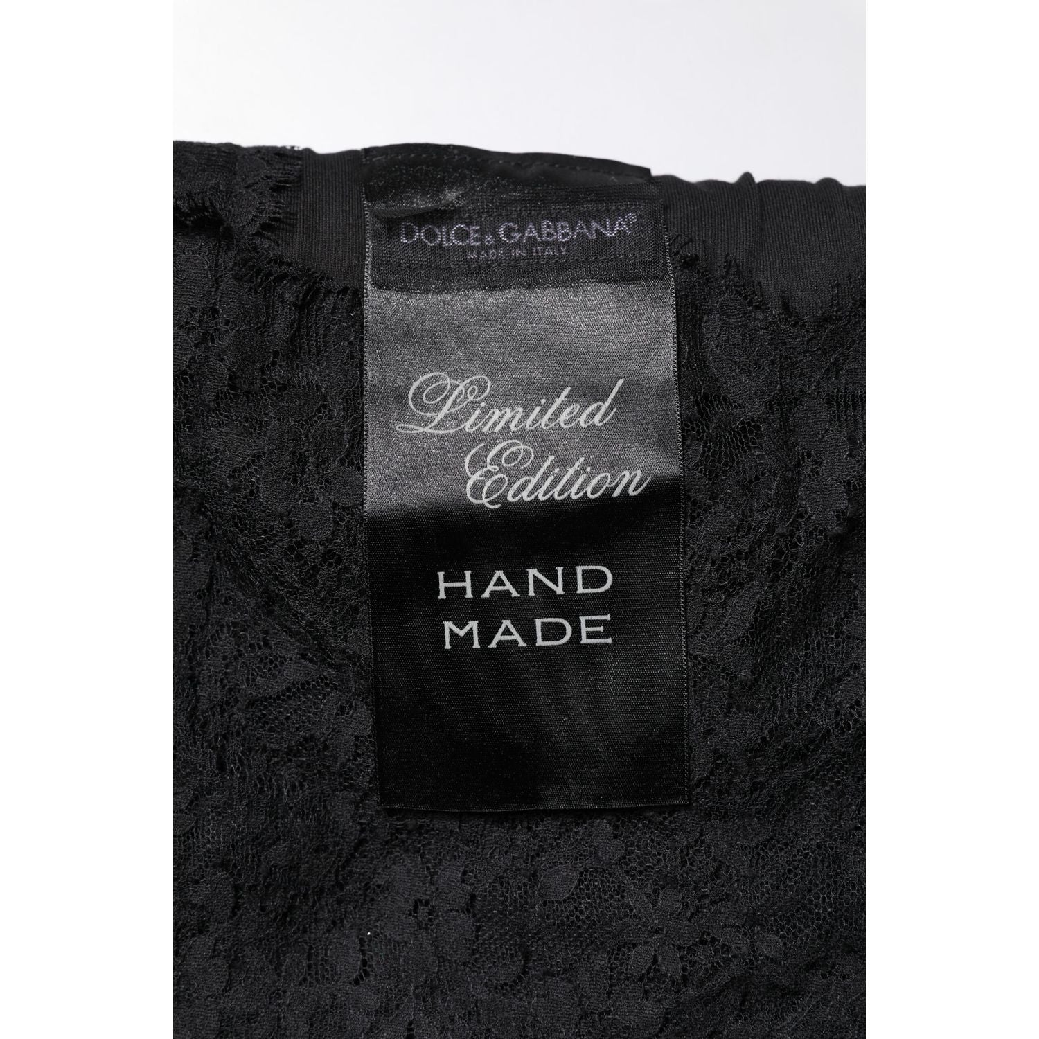 Dolce & Gabbana Black Lace Sheer Sacred Heart Crew Neck Top