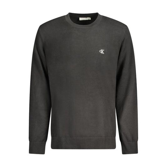 Calvin Klein Black Cotton Men Sweater with crew neck and logo embroidery for modern style and comfort