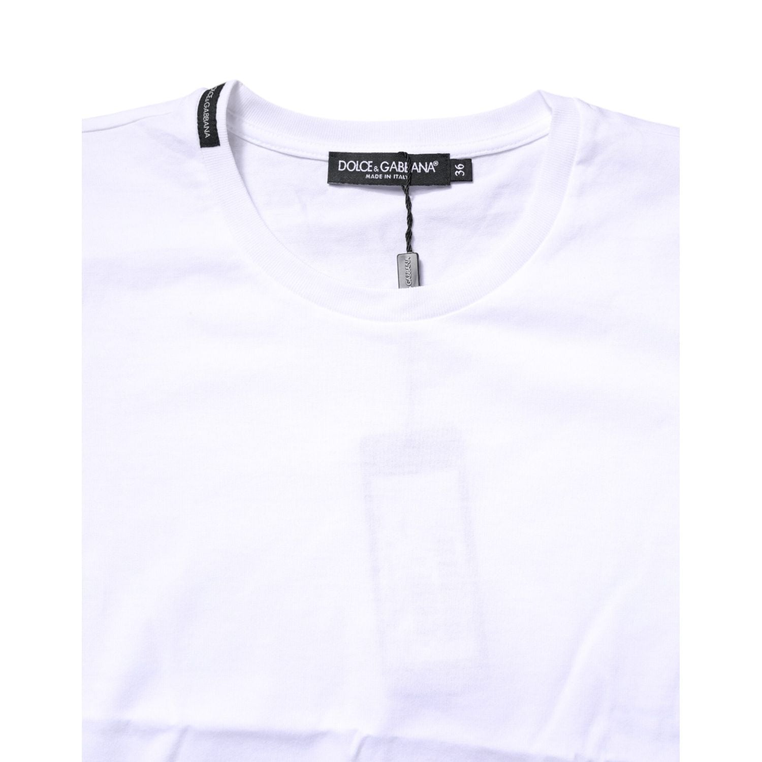 Dolce & Gabbana White Cotton Crew Neck Short Sleeves T-shirt