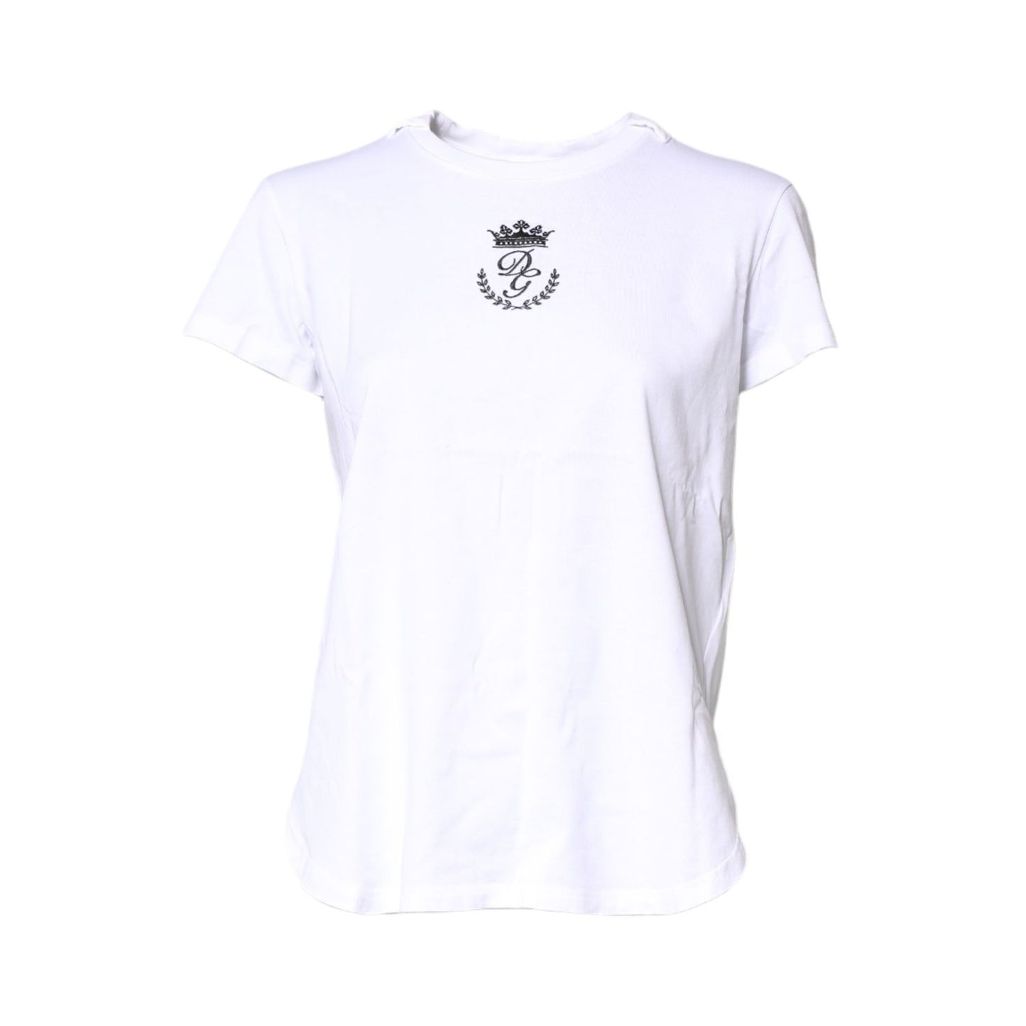 Dolce & Gabbana White Logo Crown Cotton Crew Neck T-shirt
