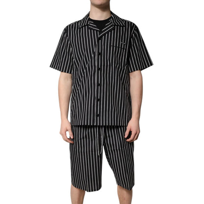 Dolce & Gabbana Black White Stripes Cotton Men Pajama Set Sleepwear Dolce & Gabbana