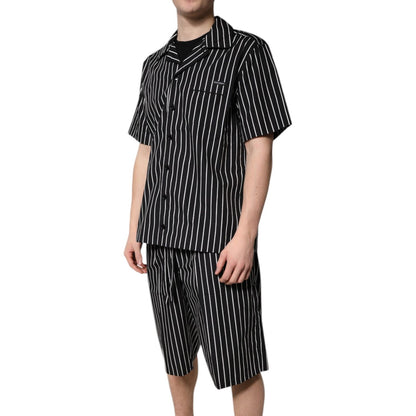 Dolce & Gabbana Black White Stripes Cotton Men Pajama Set Sleepwear Dolce & Gabbana