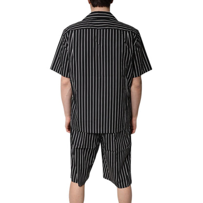 Dolce & Gabbana Black White Stripes Cotton Men Pajama Set Sleepwear Dolce & Gabbana