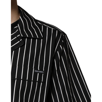 Dolce & Gabbana Black White Stripes Cotton Men Pajama Set Sleepwear Dolce & Gabbana