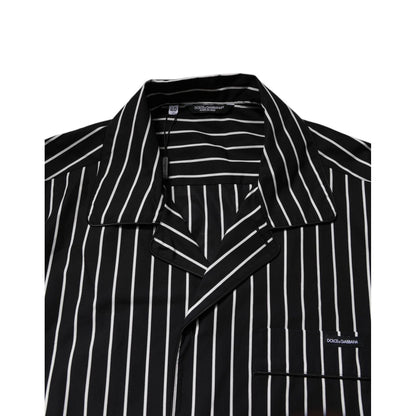 Dolce & Gabbana Black White Stripes Cotton Men Pajama Set Sleepwear Dolce & Gabbana