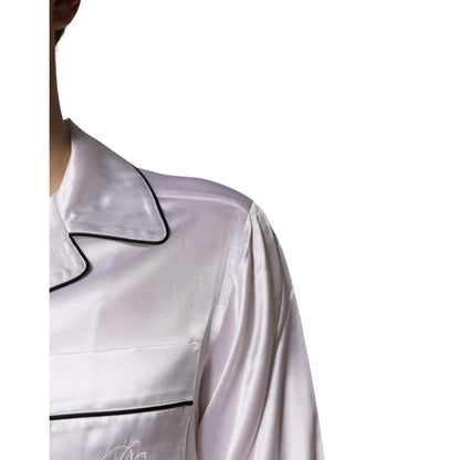 Dolce & Gabbana White Satin Silk Men Pajama Set Sleepwear Dolce & Gabbana