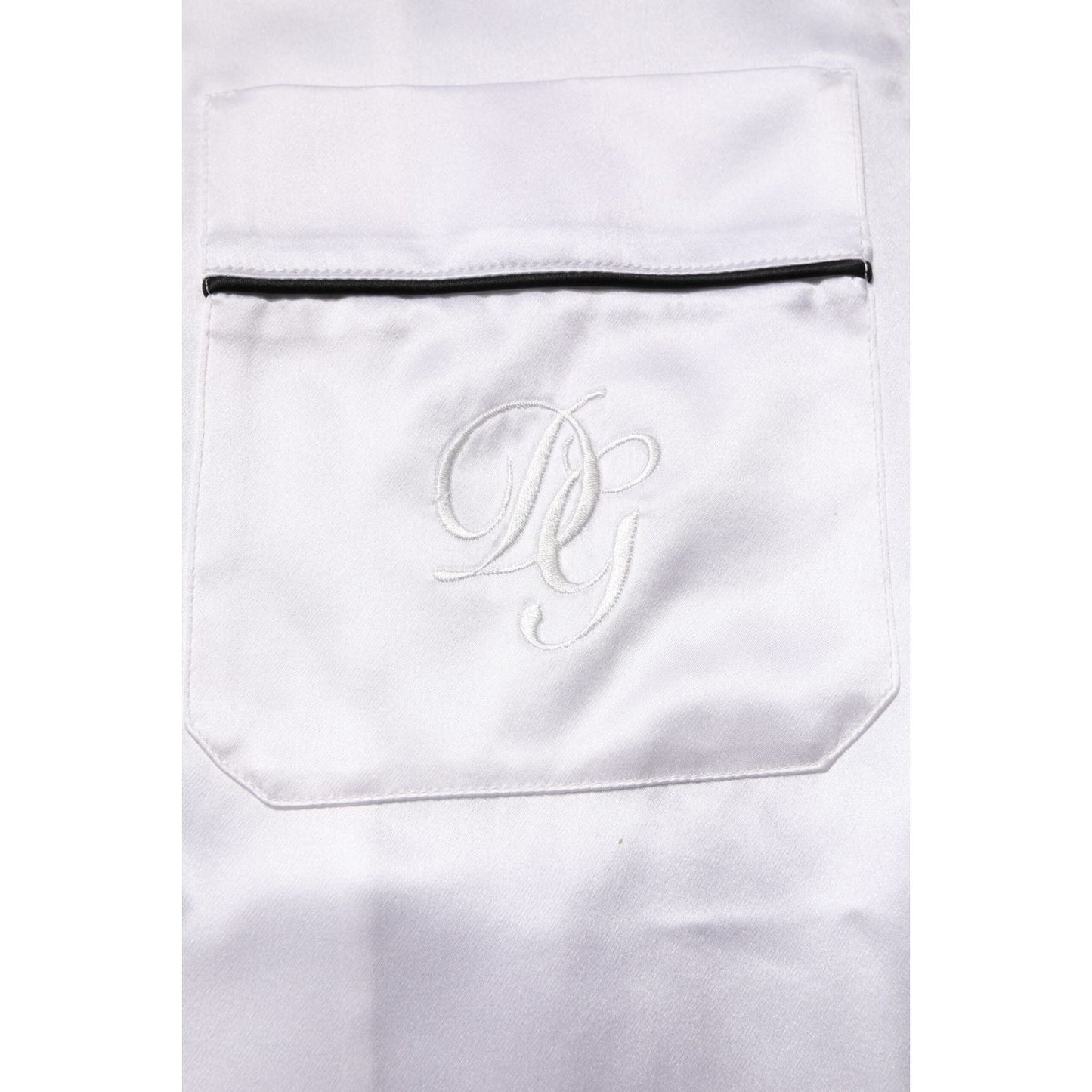 Dolce & Gabbana White Satin Silk Men Pajama Set Sleepwear Dolce & Gabbana