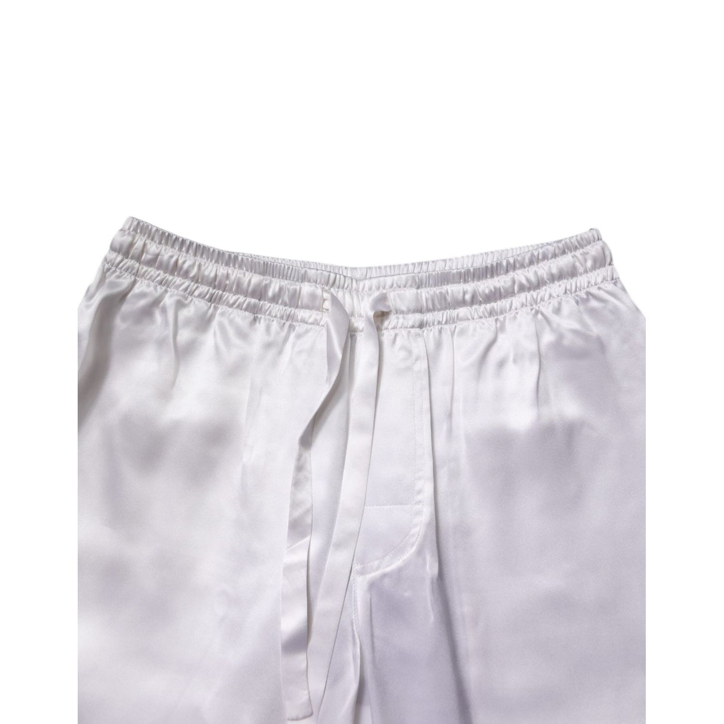 Dolce & Gabbana White Satin Silk Men Pajama Set Sleepwear Dolce & Gabbana