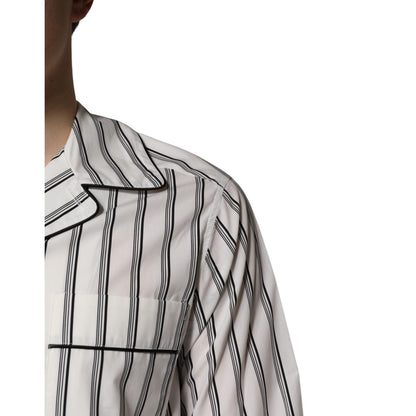Dolce & Gabbana White Black Stripes Cotton Men Pajama Set Sleepwear Dolce & Gabbana