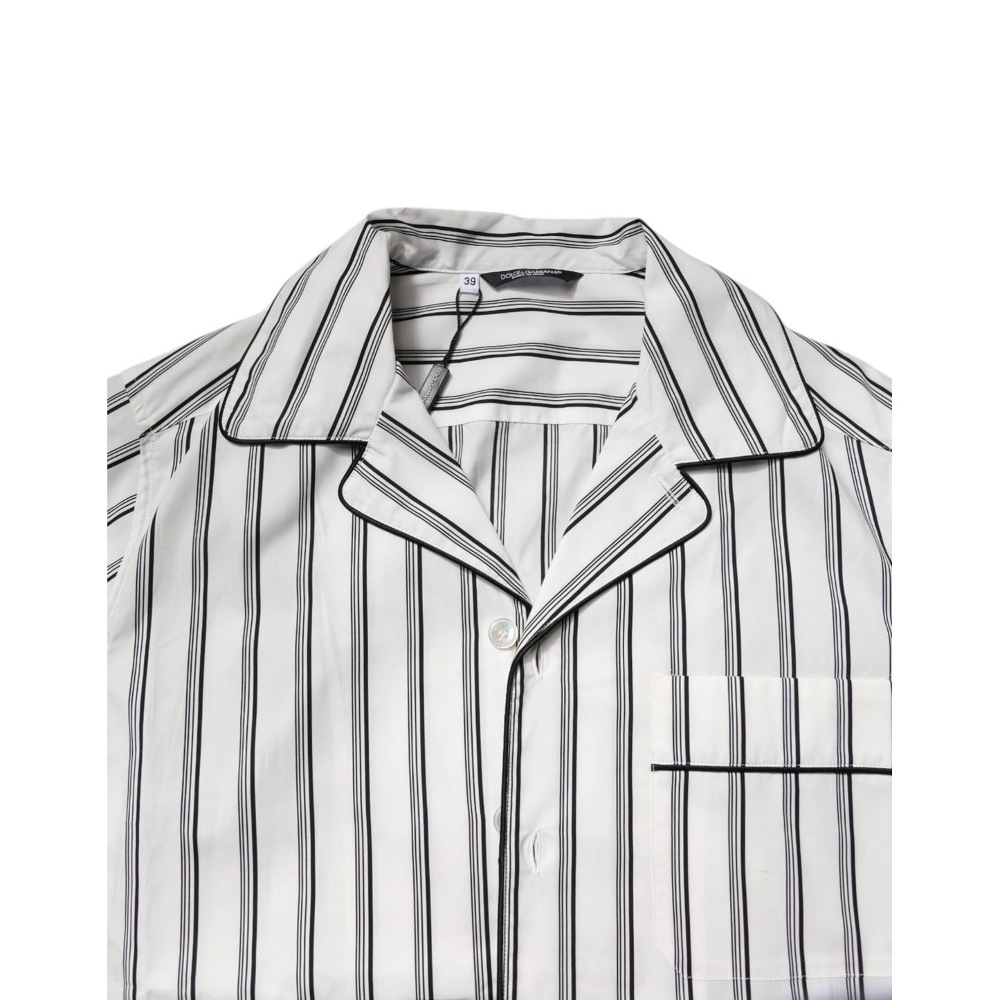 Dolce & Gabbana White Black Stripes Cotton Men Pajama Set Sleepwear Dolce & Gabbana
