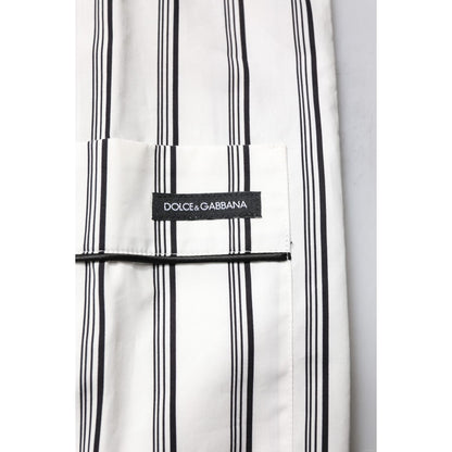 Dolce & Gabbana White Black Stripes Cotton Men Pajama Set Sleepwear Dolce & Gabbana