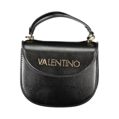 Mario Valentino Black Polyethylene Women Handbag with removable strap and secure snap closure.