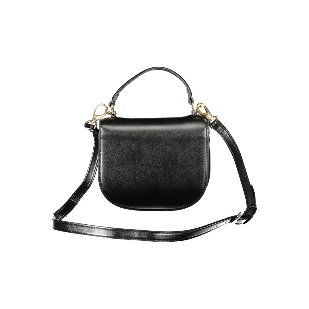 Mario Valentino Black Polyethylene Women Handbag with removable shoulder strap, perfect for versatile style and secure storage.