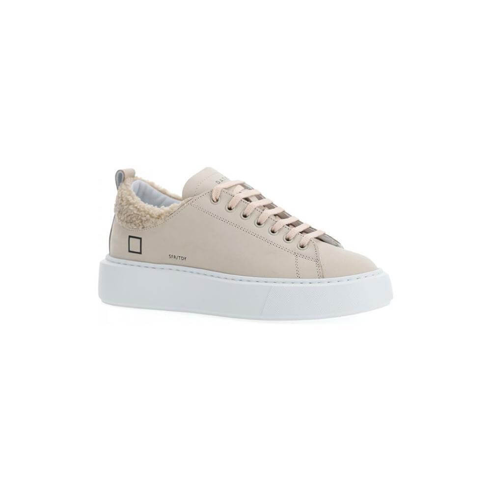D.A.T.E Beige Leather Sneaker DA-15204-IT38|XS