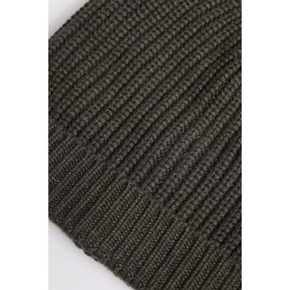 Dolce & Gabbana Dark Gray Cashmere Knit Winter Beanie Hat