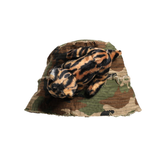 Dolce & Gabbana Multicolor Leopard Embellish Wide Brim Bucket Hat HAT9699-57
