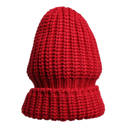 Dolce & Gabbana Red Solid Wool Knitted Winter Beanie Hat