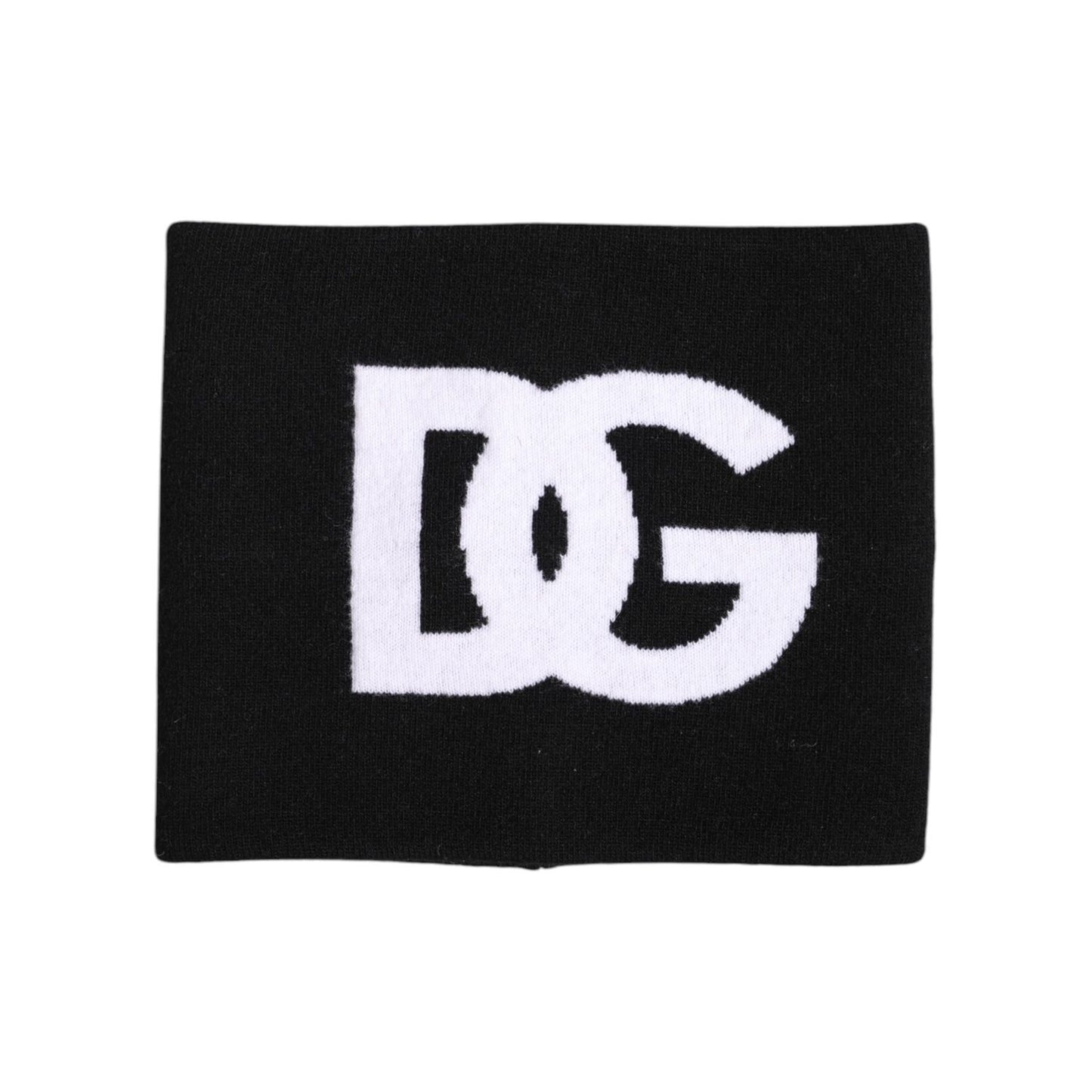 Dolce & Gabbana Black White Logo Print Knitted Neck Warmer Scarf Dolce & Gabbana