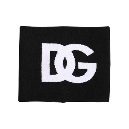 Dolce & Gabbana Black White Logo Print Knitted Neck Warmer Scarf Dolce & Gabbana