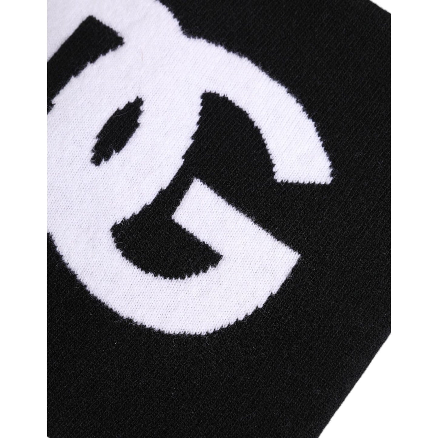Dolce & Gabbana Black White Logo Print Knitted Neck Warmer Scarf Dolce & Gabbana