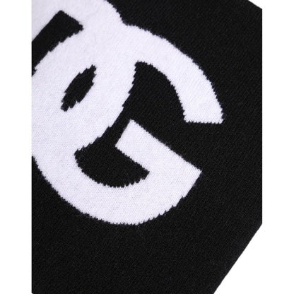 Dolce & Gabbana Black White Logo Print Knitted Neck Warmer Scarf Dolce & Gabbana