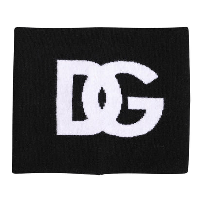 Dolce & Gabbana Black White Logo Print Knitted Neck Warmer Scarf Dolce & Gabbana