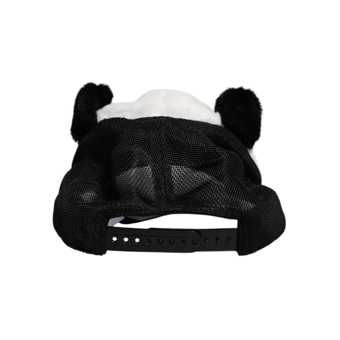 Dolce & Gabbana Black White Panda Fur Women Baseball Cap Dolce & Gabbana