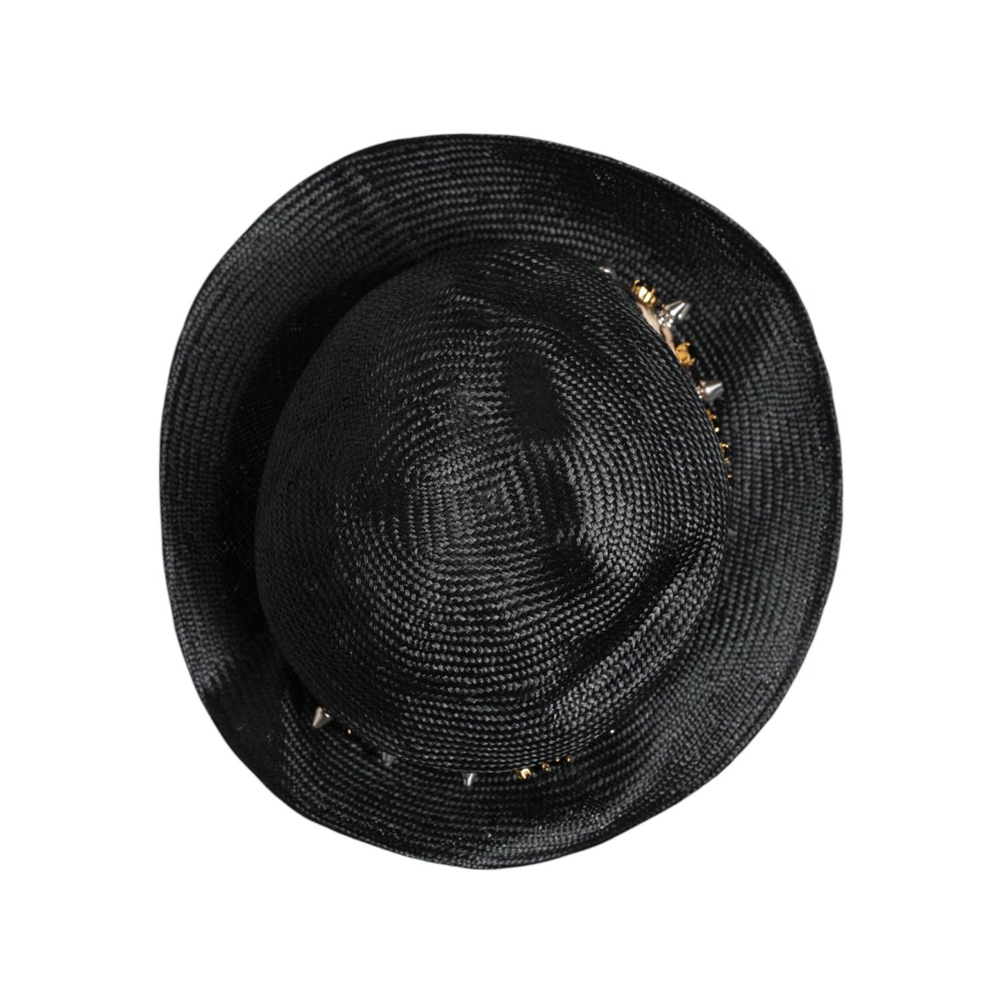 Dolce & Gabbana Black Straw Crystal Embellished Wide Brim Hat Dolce & Gabbana