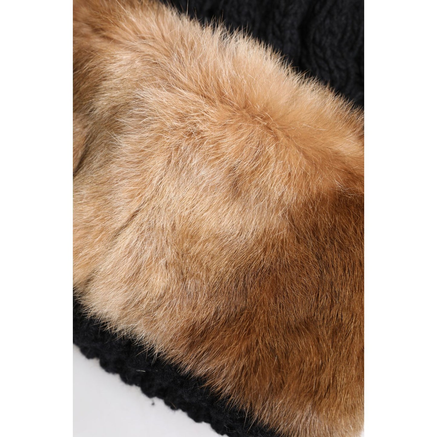 Dolce & Gabbana Black Brown Dyed Rabbit Real Fur Winter Beanie Hat