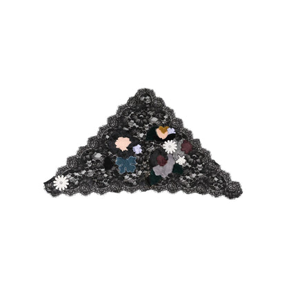 Dolce & Gabbana Black Lace Floral Applique Cotton Veil Hat