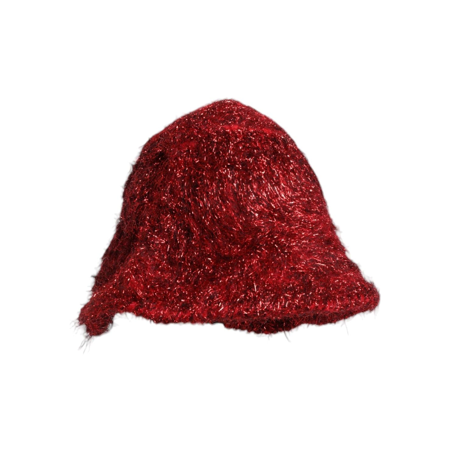 Dolce & Gabbana Red Viscose Tinsel Wide Brim Bucket Hat