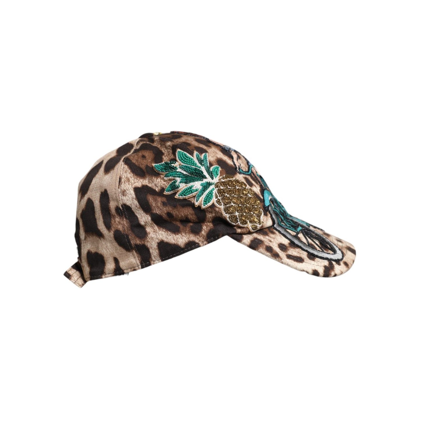Dolce & Gabbana Brown Leopard Sequin Sicily Baseball Cap Dolce & Gabbana