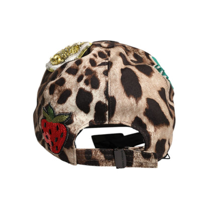 Dolce & Gabbana Brown Leopard Sequin Sicily Baseball Cap Dolce & Gabbana
