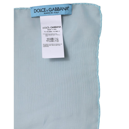 Dolce & Gabbana Light Blue Silk Rectangle Wrap Shawl Scarf Dolce & Gabbana