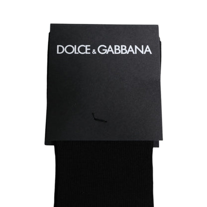 Dolce & Gabbana Black Viscose Logo Over The Calf Socks