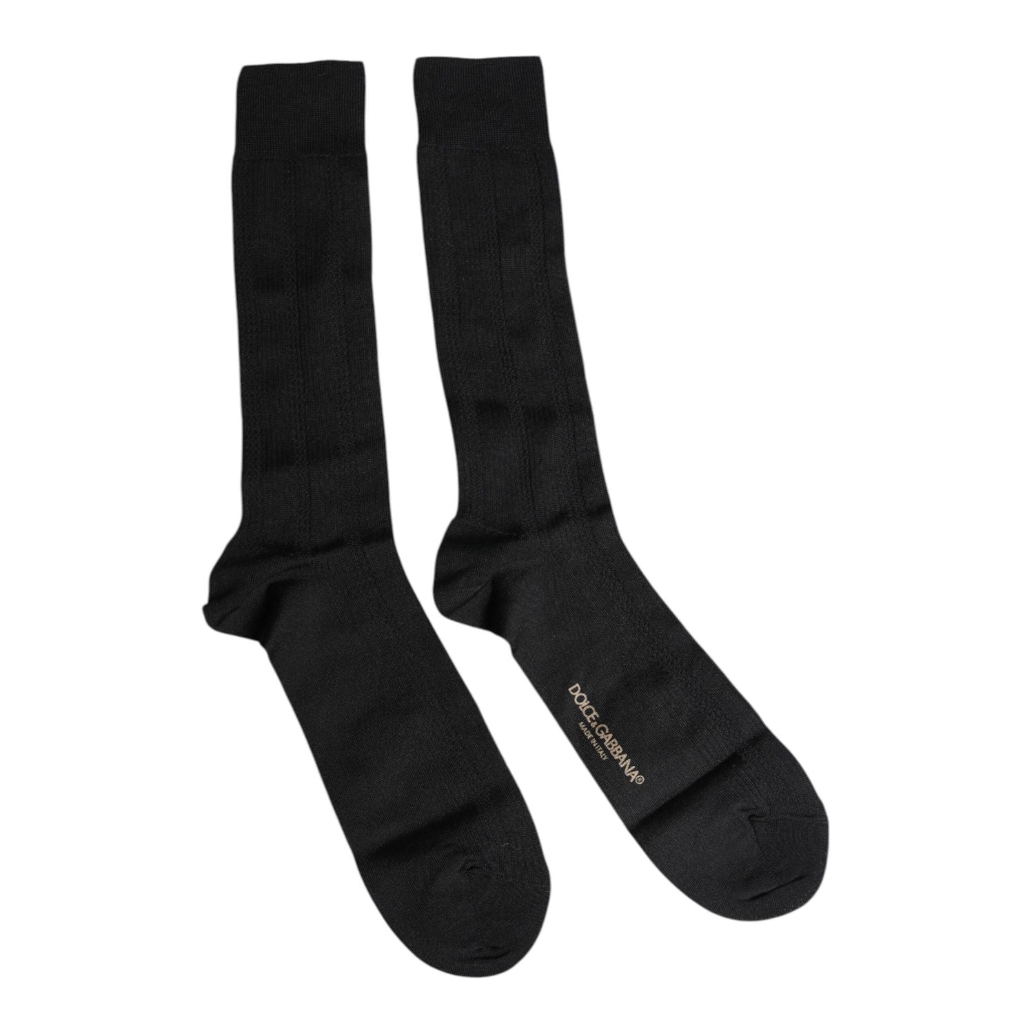 Dolce & Gabbana Black Stretch Logo Mid Calf Men Socks